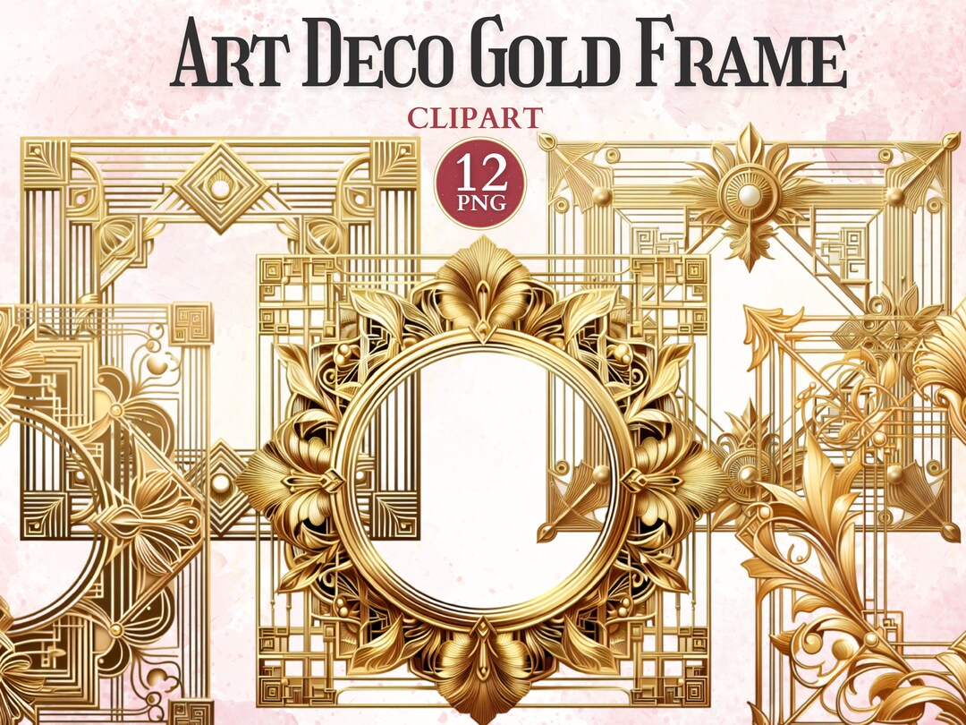 Art Deco Gold Frame Clipart, Old Antique Printable Frames Png to Ornate ...