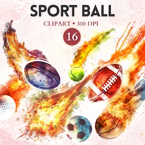 Sport Ball Clipart, Soccer Ball, Basketball, Baseball, Tennis, Football, Golf Ball, Sport Clipart, Sport Image