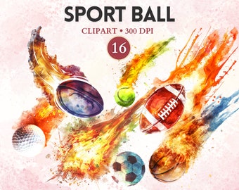 Sport Ball Clipart, Soccer Ball, Basketball, Baseball, Tennis, Football, Golf Ball, Sport Clipart, Sport Image
