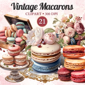 Vintage Macarons Clipart, Macarons Png, French Macaron Illustration, Dessert, Sweets, Watercolor Png, Transparent Png, Instant Download