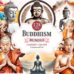 Paquete de imágenes prediseñadas de budismo, meditación de monje, jardín asiático, arte budista, estatua de Buda, gráficos de meditación, Buda Png