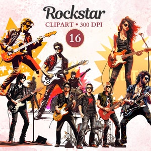Rockstar clipart, rockband png, rockconcert, gitarist, muzikant, rockmuziek, muziek clipart, muziek png