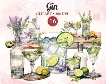 Gin Clipart, Gin Png, Gin and Tonic, Glass, Cocktail Clipart, Cocktail Png, Cocktail Vector, Alcohol Clipart, Drink