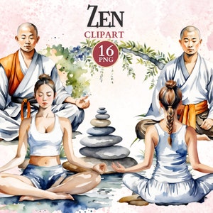 Zen Clipart, Relaxing Images, Calm Clipart, Yoga Graphics, Meditation Graphics, Yoga Studio Decor, Spiritual Painting