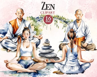 Zen Clipart, Relaxing Images, Calm Clipart, Yoga Graphics, Meditation Graphics, Yoga Studio Decor, Spiritual Painting