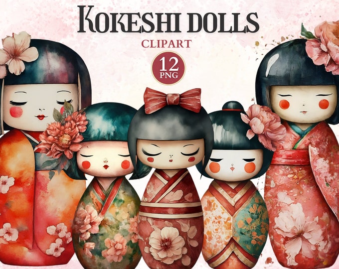 Geisha Clipart, Geisha Png, Japanese Kokeshi Doll Clipart, Kawaii ...