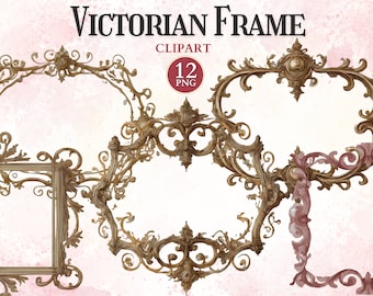 Victorian Frame Clipart, Antique Printable Frames Png to Ornate Picture, Borders Clipart, Decorative Design Elements, Transparent Png