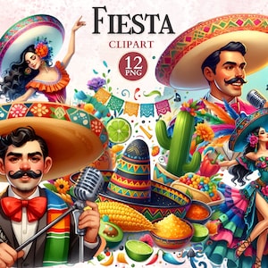 Fiesta Clipart, Dia De Los Muertos, Papel Picado, Cinco de Mayo Png, Sombrero, Mexican Fiesta, Cactus Clipart, Taco Tuesday, Travel Vector