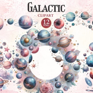 Galactic Frame Clipart, Space Planets Clipart, Solar System Art, Galaxy Cosmic Border Png, Printable Photo Frame Png, Ornate Picture