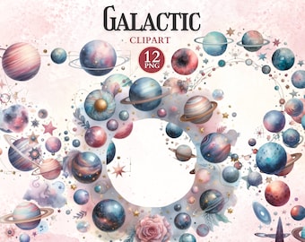 Galactic Frame Clipart, Space Planets Clipart, Solar System Art, Galaxy Cosmic Border Png, Printable Photo Frame Png, Ornate Picture