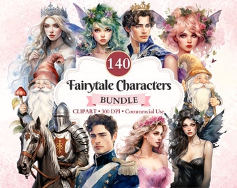 Fairytale Characters Clipart Bundle, Medieval Character, Princess Castle, Storybook, Fairytale Clipart, Commercial Use