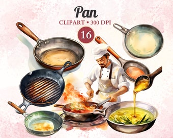 Pan Clipart, Sartén, Ollas y Sartenes, Sartén, Chef, Clipart de Cocina, Utensilio de Cocina, Cocina Png, Vector de Cocina