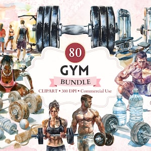 Gym Clipart Bundle, Gym Png, Barbell Png, Exercise Clipart, Workout Png, Muscle, Fitness, Sport Graphics, Sport Image