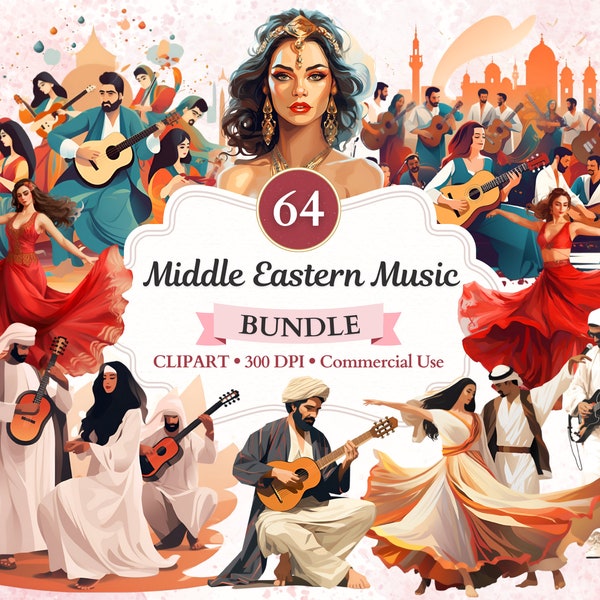 Middle Eastern Music Clipart Bundle, Oriental Music Clipart, Dancer Clipart, Dance Png, Musician Png, Music Png