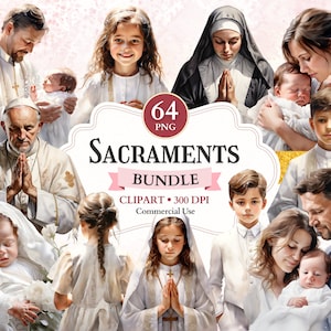 Bundle de cliparts sacrements, ma première communion, clipart baptême, Primera Comunion, Saint-Esprit, graphisme baptême