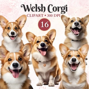 Clipart corgi, schattige corgi, huisdierafbeeldingen, hond vectorkunst, dierenafbeeldingen, afbeeldingen kleine hond, scrapbookingateliers, plakboek
