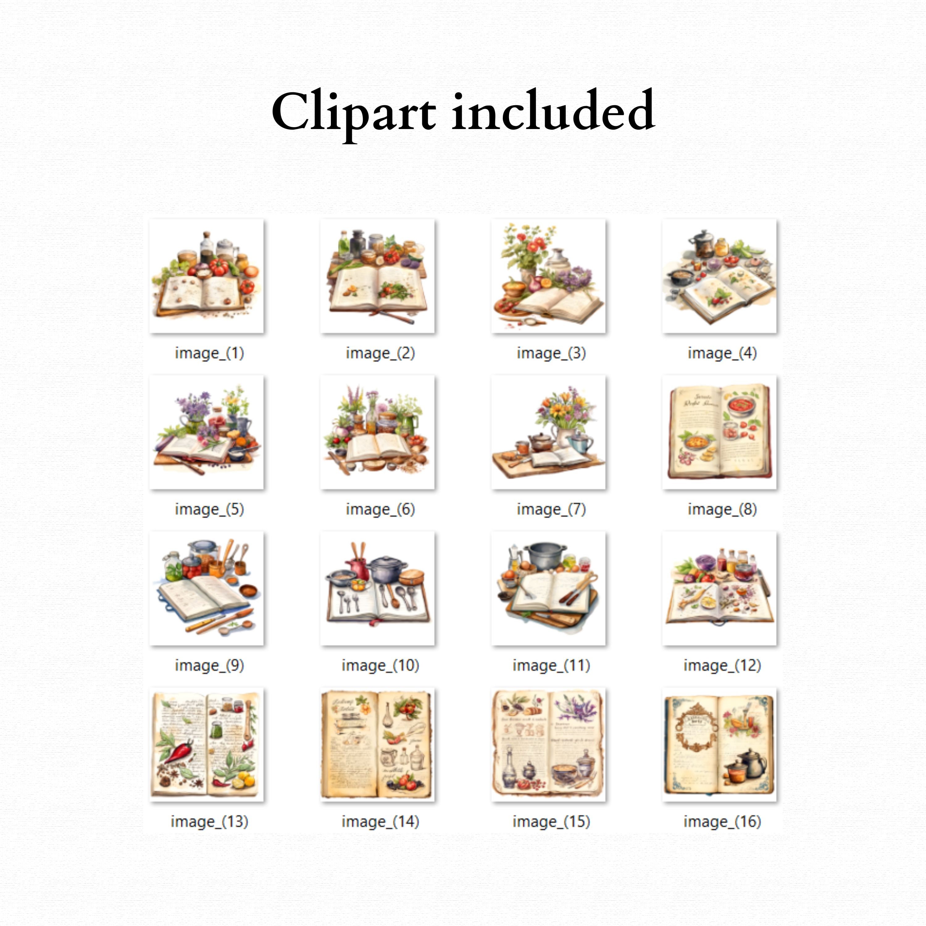 Recipe Book Clipart, Cookbook Clipart, Cooking Clipart, Kitchen Clipart ...