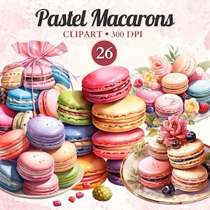 Pastel Macarons Clipart, Macarons Png, French Macaron Illustration, Dessert, Sweets, Watercolor Png, Transparent Png, Instant Download