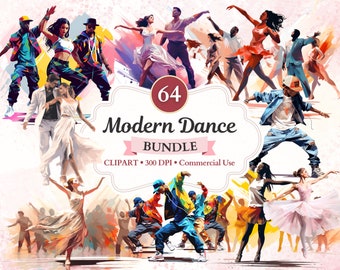 Modern Dance Clipart Bundle, Dance Png, Music Ballet Dancer Clipart, Ballerina Image, Street Dancer, Artistic Expression, Sublimation Design