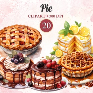 Clipart de torta, clipart aconchegante, torta tradicional, conjunto de sobremesa, sobremesa deliciosa, doce saboroso, gráfico de padaria, imagem de cozimento