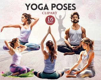 Yoga Poses Clipart, Yoga Png, Mindfulness, Mindful Clipart, Meditation Png, Relaxation, Meditative Image, Sport Graphics
