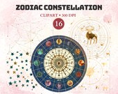 Zodiac Constellation Clipart, Astrology Clipart, Horoscope Symbols, Zodiac Signs, Universe, Celestial, Mystical, Space