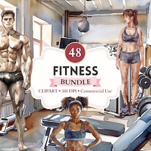 Fitness Clipart Bundle, Gym Png, Fitness Graphics, Workout Png, Exercise Png, Workout Clipart, Sport Image