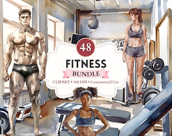 Fitness Clipart Bundle, Gym Png, Fitness Graphics, Workout Png, Exercise Png, Workout Clipart, Sport Image