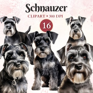 Schnauzer Clipart, Schnauzer miniatura, Clip Art de silueta de perro, gráficos de mascotas, vector de perro, imágenes prediseñadas caninas, libro de chatarra