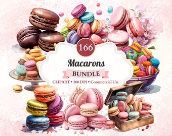 Macarons clipartbundel, set, png, Frans gebak, macaron illustratie, bakkerijgraphics, dessert, zoet eten, theekransje, commercieel gebruik