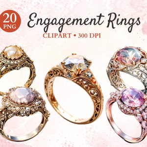 Clipart bagues de fiançailles, bague en diamant, clipart alliances, aquarelle des cliparts mariage, mariage Png, Png transparent, téléchargement immédiat