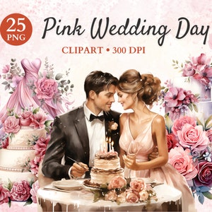 Clipart mariage rose, Just Married Png, Clipart romantique, Clipart mariage aquarelle, mariage Png, Png transparent, téléchargement immédiat