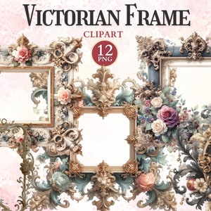 Victorian Frame Clipart, Antique Printable Frames Png to Ornate Picture, Borders Clipart, Decorative Design Elements, Invitation