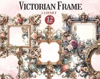 Victorian Frame Clipart, Antique Printable Frames Png to Ornate Picture, Borders Clipart, Decorative Design Elements, Invitation
