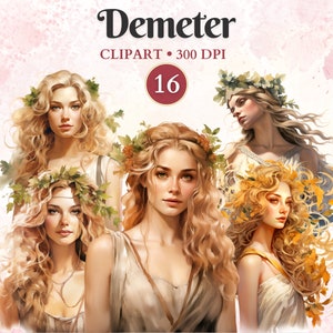 Clipart Demeter, merveille lunatique, clipart mythologie, déesse grecque, Grèce antique, mythologie grecque, mont Olympe