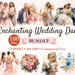 Bundle de cliparts enchanteur pour le jour du mariage, mariage ensemble des cliparts, des cliparts romantique, des cliparts mariage, mariage Png, Png Transparent, usage Commercial