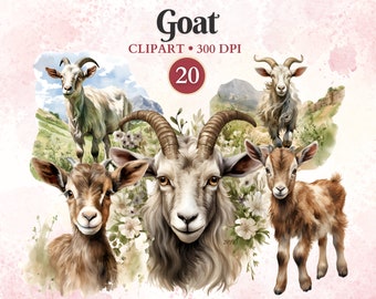 Ziege Clipart, Aquarell, Ziege Png, Ziege Vektor, Bauernhof Tiere Clipart, Bauernhaus, Bauernhofleben, Bauernhof Png, Tiervektor