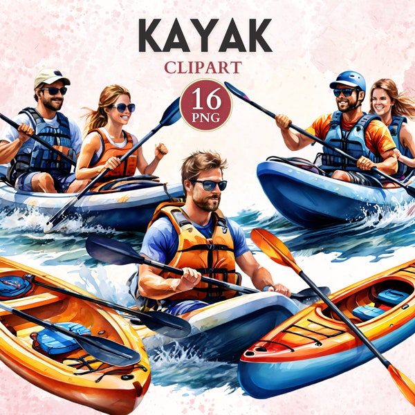 Kayak Clipart, Kayaking Png, Canoe Clipart, Canoe Png, Water Sport, Summertime, Sport Graphics, Sport Image