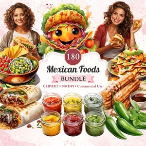 Mexican Food Clipart Bundle, Set, Taco Tuesday, Mexican Treats, Jalapeno, Burrito, Nacho, Mexican Fiesta, Commercial Use