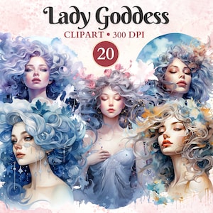 Lady Goddess Clipart, Celestial, Diosa Mítica, Energía Divina Femenina, Maravilla Mística, Caprichosa, Descarga Instantánea