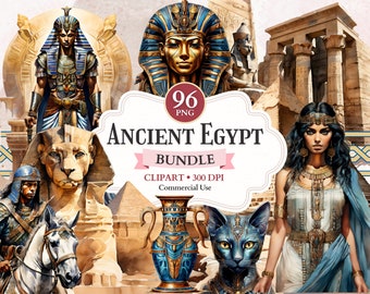 Ancient Egypt Clipart Bundle, Pharaoh Clipart, Cleopatra Image, Egyptian Mythology Png, Historical Png, Scrap Book