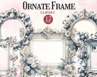Ornate Frame Clipart, Antique Printable Frames Png to Ornate Picture, Borders Clipart, Decorative Design Elements, Transparent Png
