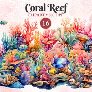 Coral Reef Clipart, Coral Reef Png, Fish Clipart, Underwater Scene, Sea Creature, Ocean Clipart, Under the Sea, Marine Life