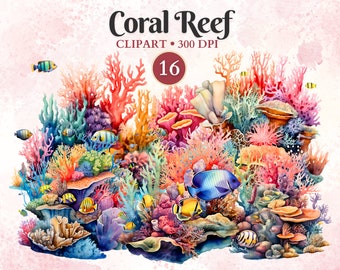 Coral Reef Clipart, Coral Reef Png, Fish Clipart, Underwater Scene, Sea Creature, Ocean Clipart, Under the Sea, Marine Life