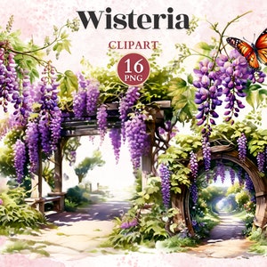 Wisteria Clipart, Grafika Ogrodowa, Kwiaty Glicynia, Fioletowy Kwiat Png, Clipart Przyrody, Projekty Ogrodnicze, Ogrodnictwo Png