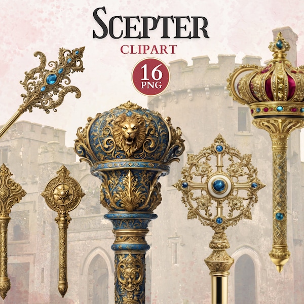 Scepter Clipart, Scepter Png, King Clipart, Medieval Image, Royal Png, Middle Age, Historical Png, Scrap Book