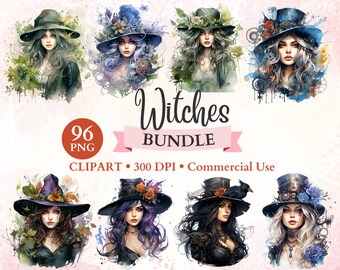 Witches Clipart Bundle, Witchcraft Clipart, Witch Ephemera, Witch Png, Fantasy Clipart, Transparent Png, Instant Download, Commercial Use