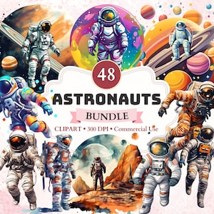 Astronauts Clipart Bundle, Spaceman, Weltraum, Galaxy Clipart, Universum Png, Party, Grafik, Kosmos