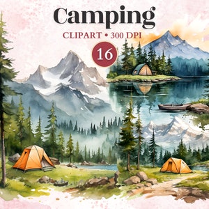 Camping Clipart, Mountain Vector, Forest Graphics, Enchanted Forest, Adventure Png, Outdoor Png, Explorer Clipart
