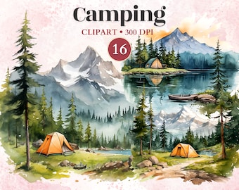 Camping Clipart, Mountain Vector, Forest Graphics, Enchanted Forest, Adventure Png, Outdoor Png, Explorer Clipart